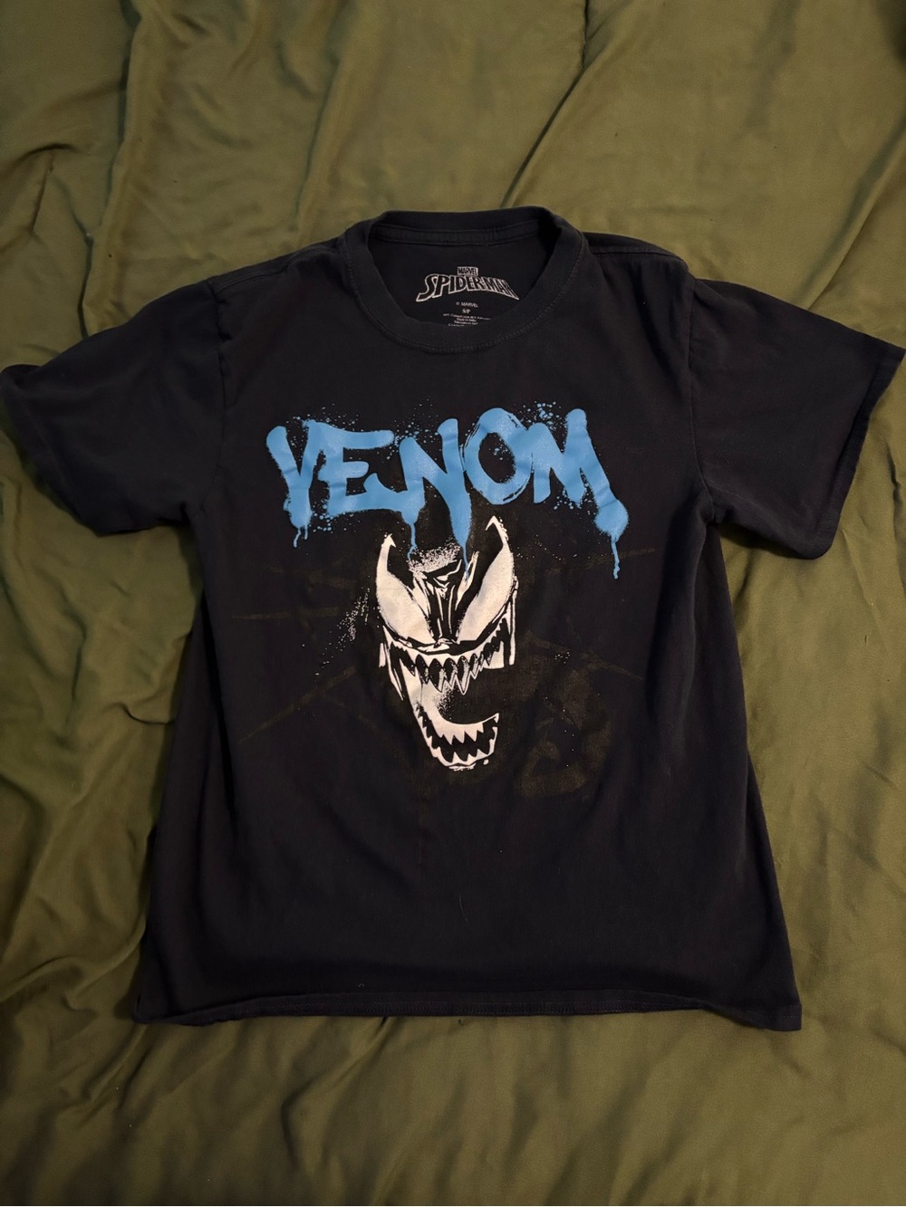 Marvel Venom Short Sleeve Tee - Black with Blue and White Graphic